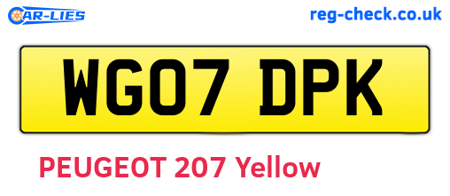 WG07DPK are the vehicle registration plates.