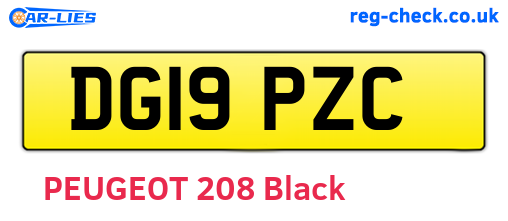 DG19PZC are the vehicle registration plates.