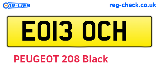 EO13OCH are the vehicle registration plates.