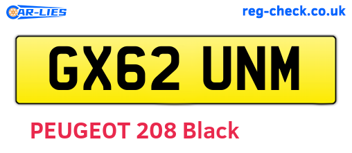 GX62UNM are the vehicle registration plates.