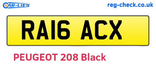 RA16ACX are the vehicle registration plates.