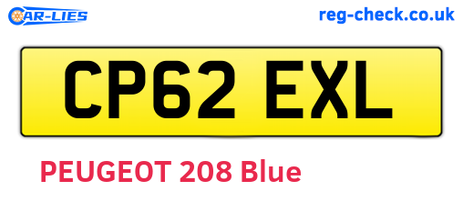 CP62EXL are the vehicle registration plates.