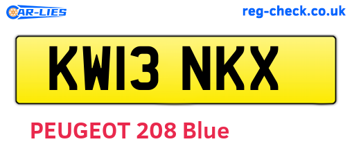 KW13NKX are the vehicle registration plates.