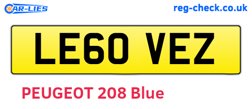 LE60VEZ are the vehicle registration plates.