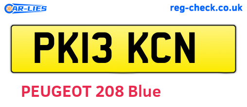 PK13KCN are the vehicle registration plates.