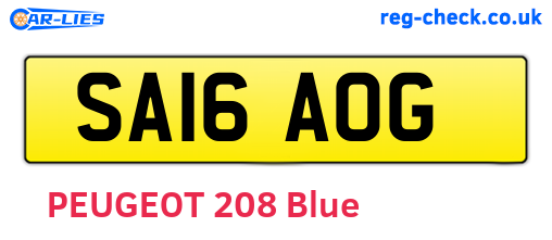 SA16AOG are the vehicle registration plates.