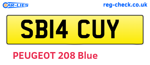 SB14CUY are the vehicle registration plates.