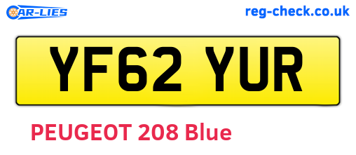 YF62YUR are the vehicle registration plates.