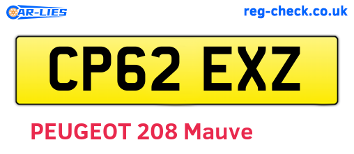 CP62EXZ are the vehicle registration plates.