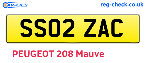 SS02ZAC are the vehicle registration plates.