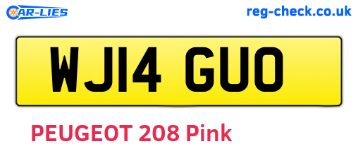 WJ14GUO are the vehicle registration plates.