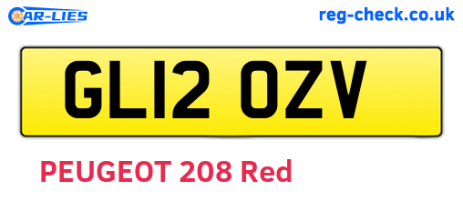 GL12OZV are the vehicle registration plates.