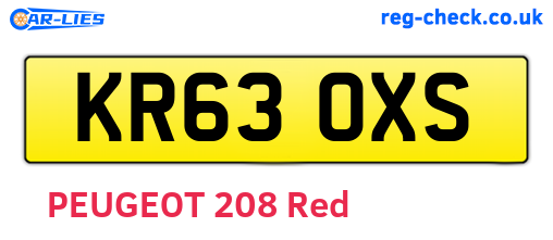 KR63OXS are the vehicle registration plates.