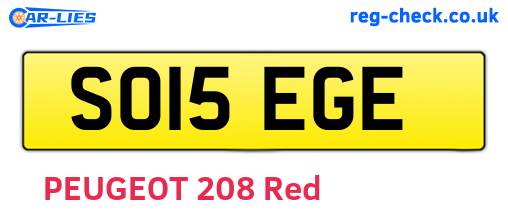 SO15EGE are the vehicle registration plates.