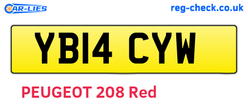 YB14CYW are the vehicle registration plates.