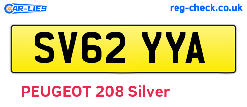 SV62YYA are the vehicle registration plates.