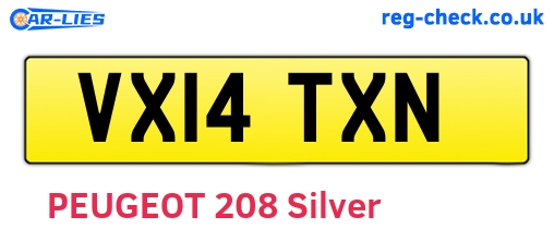 VX14TXN are the vehicle registration plates.