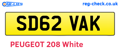 SD62VAK are the vehicle registration plates.