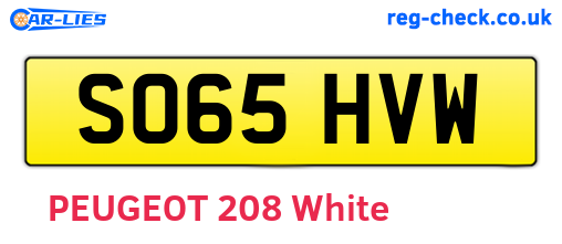 SO65HVW are the vehicle registration plates.