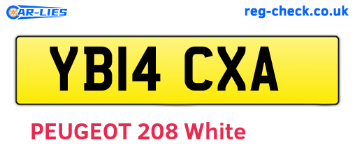 YB14CXA are the vehicle registration plates.