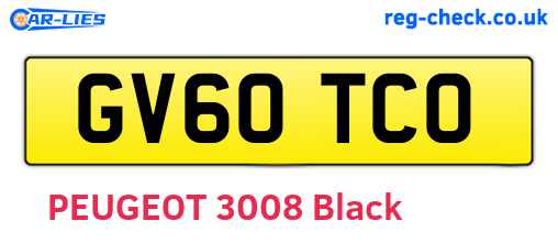 GV60TCO are the vehicle registration plates.