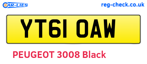YT61OAW are the vehicle registration plates.