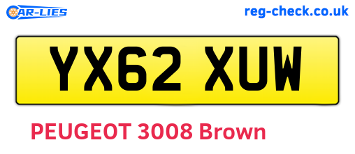 YX62XUW are the vehicle registration plates.