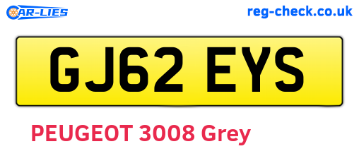 GJ62EYS are the vehicle registration plates.