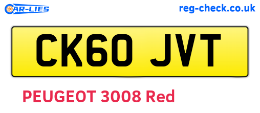 CK60JVT are the vehicle registration plates.