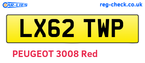 LX62TWP are the vehicle registration plates.