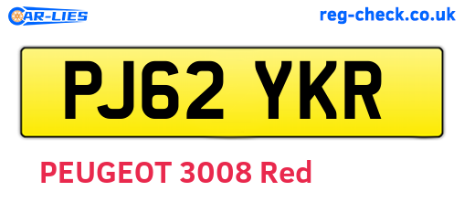 PJ62YKR are the vehicle registration plates.