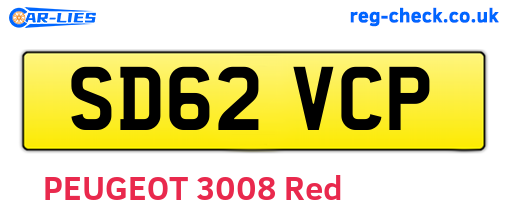 SD62VCP are the vehicle registration plates.