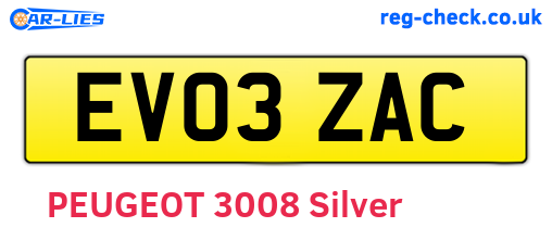 EV03ZAC are the vehicle registration plates.