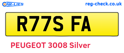 R77SFA are the vehicle registration plates.