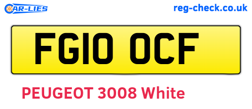 FG10OCF are the vehicle registration plates.