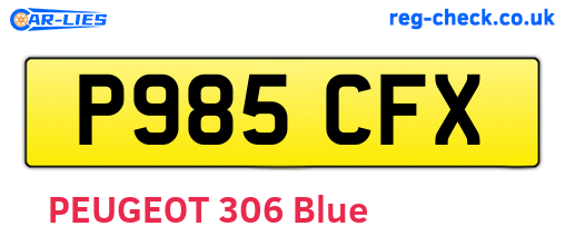 P985CFX are the vehicle registration plates.