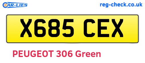 X685CEX are the vehicle registration plates.