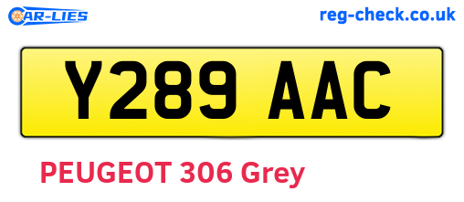 Y289AAC are the vehicle registration plates.