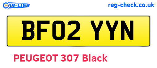BF02YYN are the vehicle registration plates.