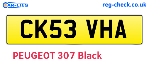 CK53VHA are the vehicle registration plates.