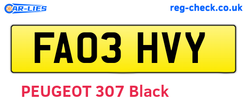FA03HVY are the vehicle registration plates.