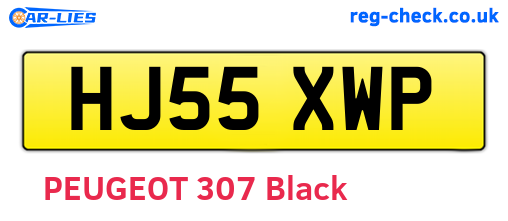 HJ55XWP are the vehicle registration plates.