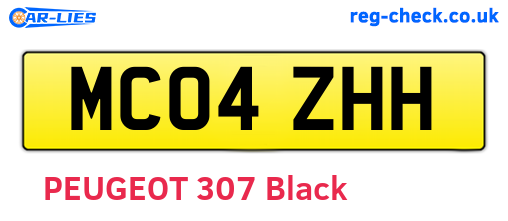 MC04ZHH are the vehicle registration plates.