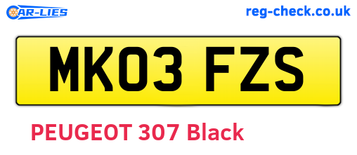 MK03FZS are the vehicle registration plates.