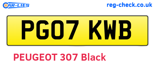 PG07KWB are the vehicle registration plates.