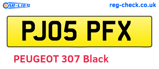 PJ05PFX are the vehicle registration plates.