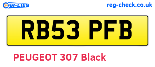 RB53PFB are the vehicle registration plates.