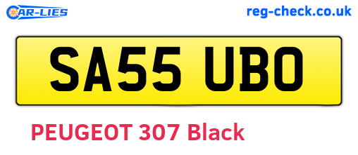 SA55UBO are the vehicle registration plates.