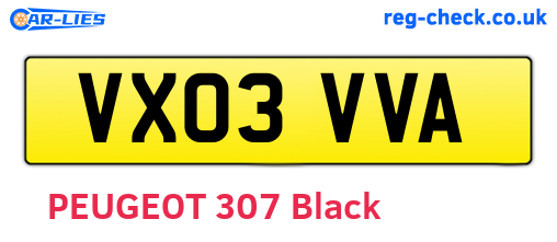 VX03VVA are the vehicle registration plates.