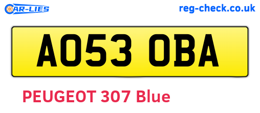 AO53OBA are the vehicle registration plates.